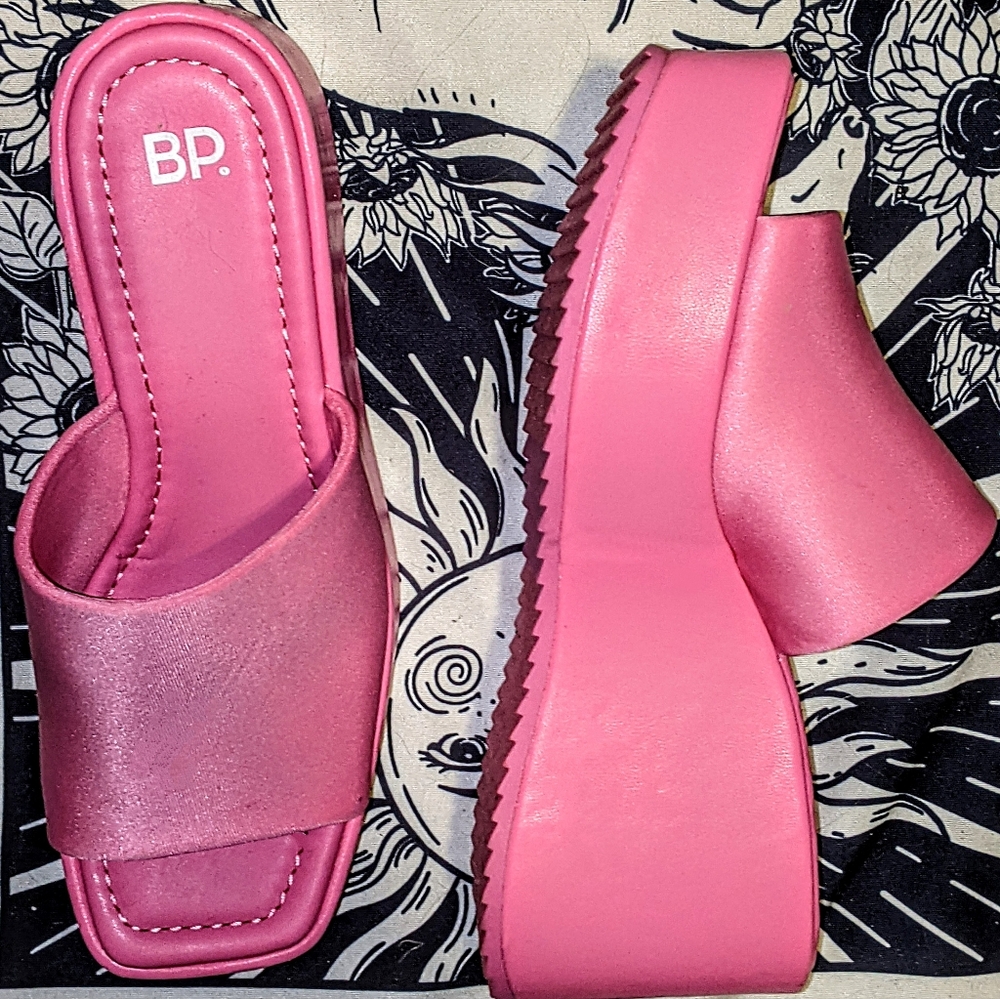 BP Pink Platform Slide Sandals with Chunky Sole
